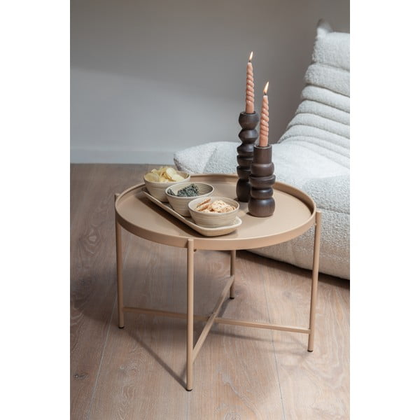 Béžový kovový kulatý konferenční stolek ø 50 cm Meseta  – Leitmotiv-image-2