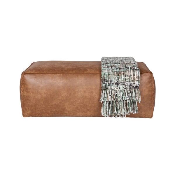 Koňakově hnědá podnožka z imitace kůže Rodeo – WOOOD-image-3