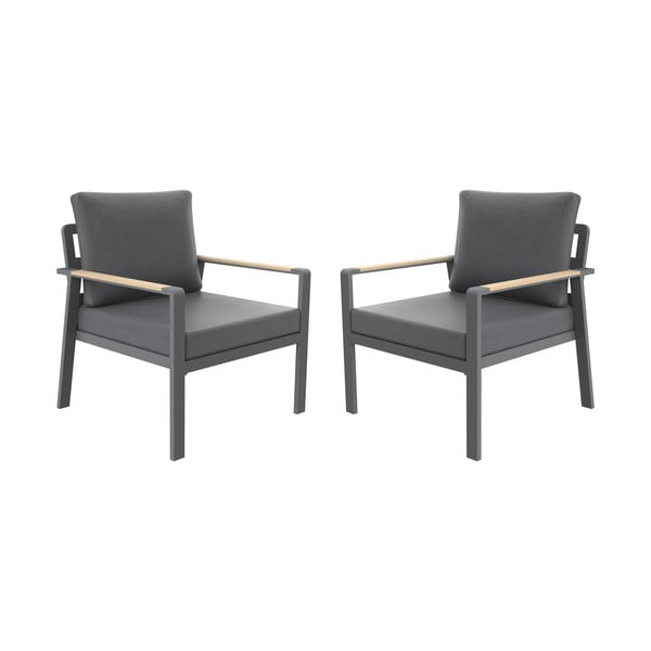 Tmavě šedé kovové zahradní křeslo Sibiu Duo – Rojaplast