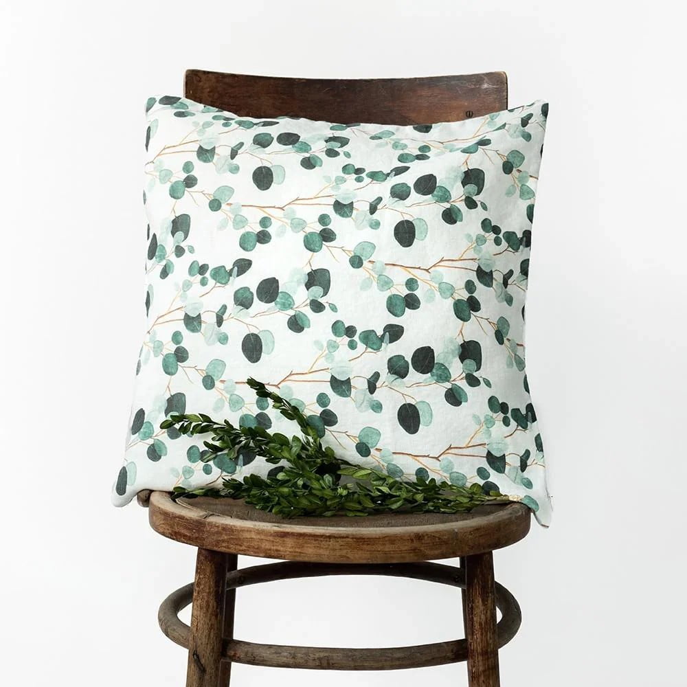 Lněný povlak na polštář 40x40 cm Eucalyptus – Linen Tales