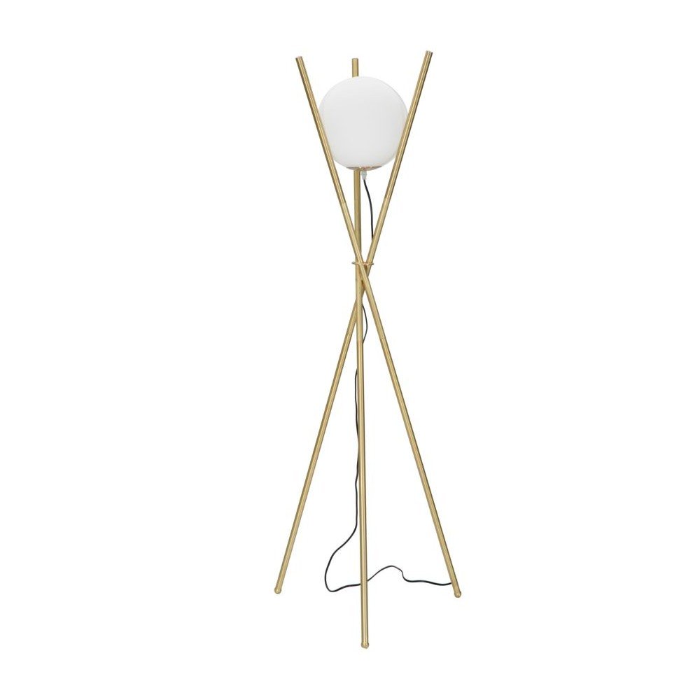 Bílá/ve zlaté barvě stojací lampa se skleněným stínidlem (výška 155 cm) Glamy – Mauro Ferretti
