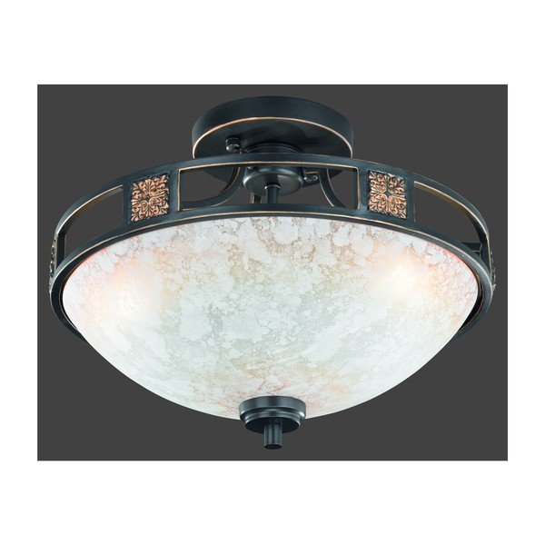 Černé stropní svítidlo se skleněným stínidlem ø 42 cm Quinta – Trio-image-3