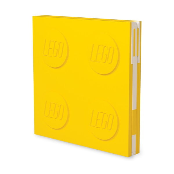 Žlutý čtvercový zápisník s gelovým perem LEGO®, 15,9 x 15,9 cm