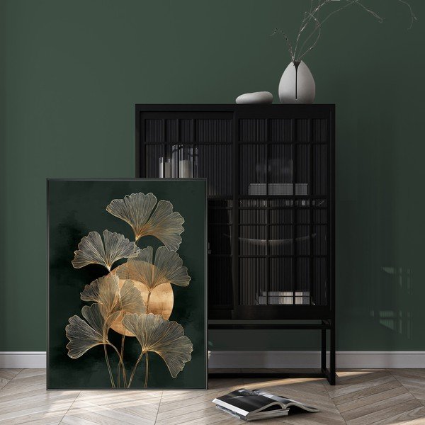Tištěný obraz s rámem 60x80 cm Gold Ginkgo – Styler-image-1