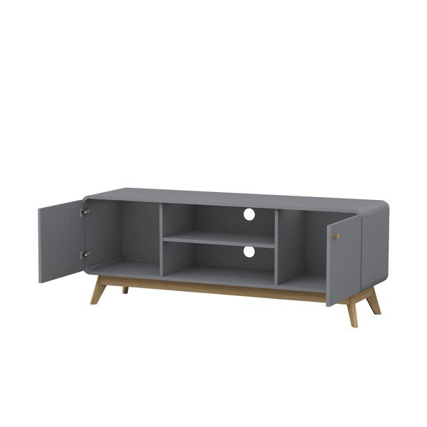 Šedý TV stolek 140x53 cm Caitlin – Støraa-image-3