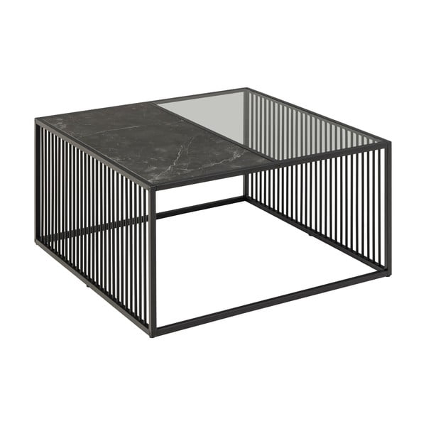 Černý konferenční stolek se skleněnou deskou 80x80 cm Strington – Actona