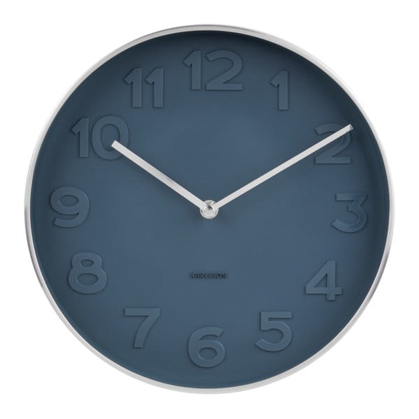 Modré nástěnné hodiny s detaily ve stříbrné barvě Karlsson Mr. Blue, ⌀ 27,5 cm