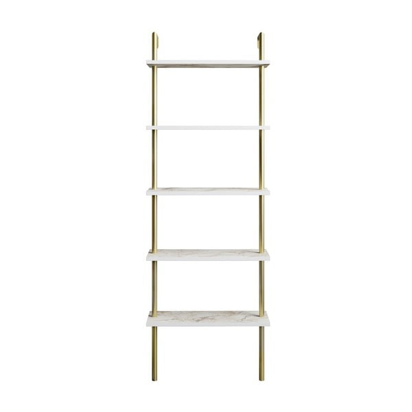 Bílý regál v dekoru mramoru 60x174 cm Paula – Kalune Design