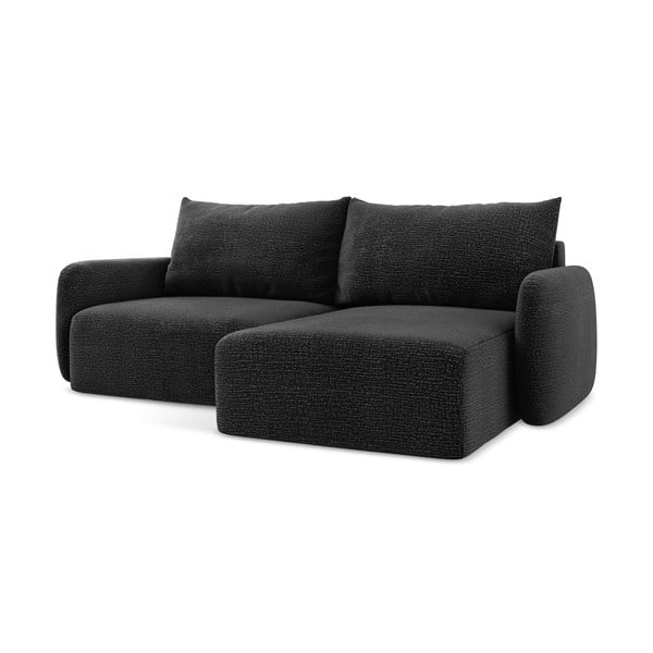 Černá rozkládací/s úložným prostorem rohová pohovka (pravý roh) Kalena – Makamii-image-2