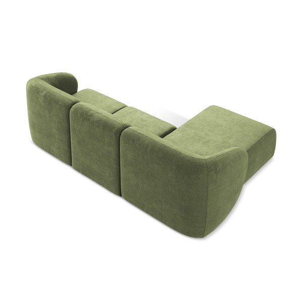 Zelená žinylková rohová pohovka (levý roh/s lenoškou) Lani – Makamii-image-3