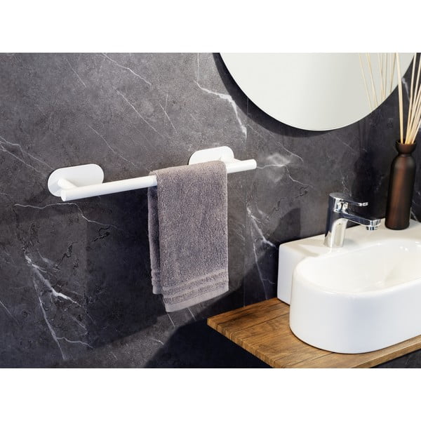 Bílý samodržící držák na ručníky z nerezové oceli Orea Uno – Wenko-image-2