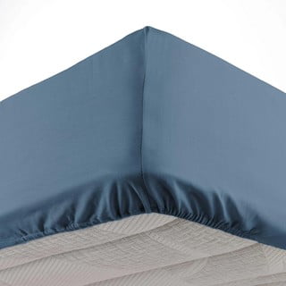 Modré napínací prostěradlo z mikrovlákna 140x190 cm Oscar – douceur d'intérieur