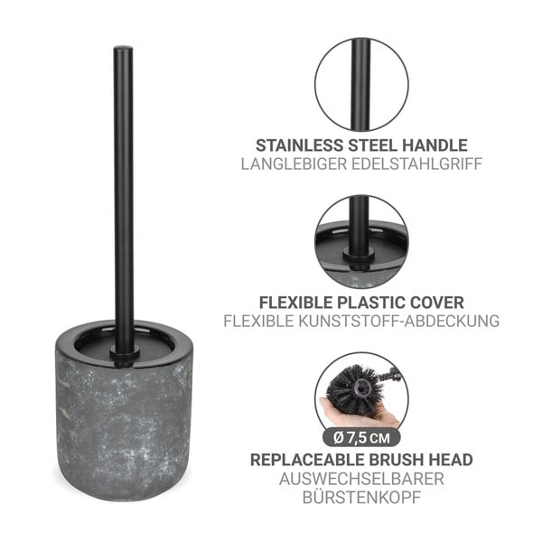 Šedá keramická WC štětka Sacile – Wenko-image-3