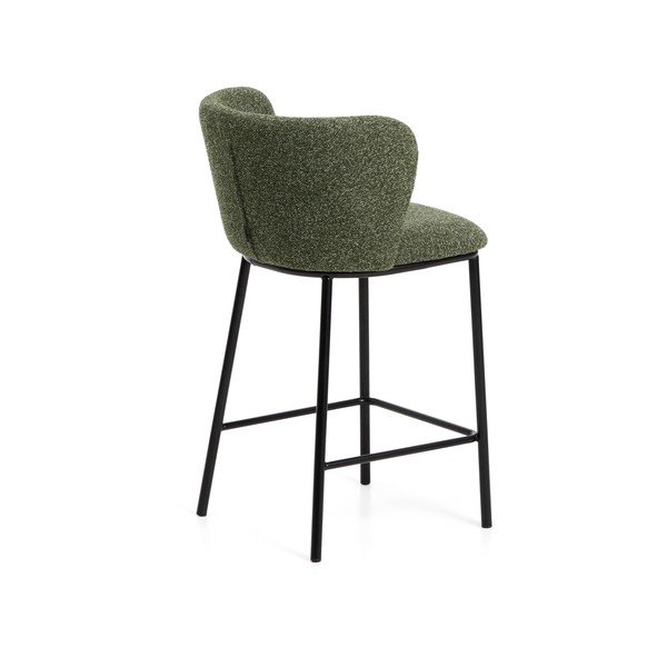 Tmavě zelená čalouněná barová židle (výška sedáku 65 cm) Ciselia – Kave Home-image-4