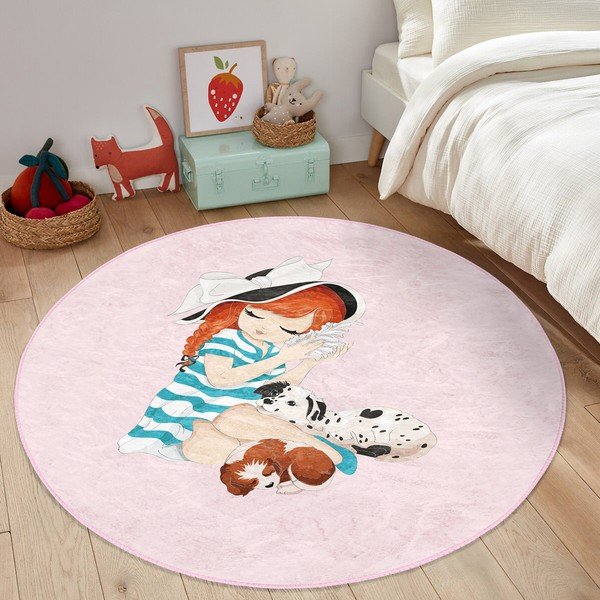 Růžový dětský koberec ø 100 cm Comfort – Mila Home-image-3