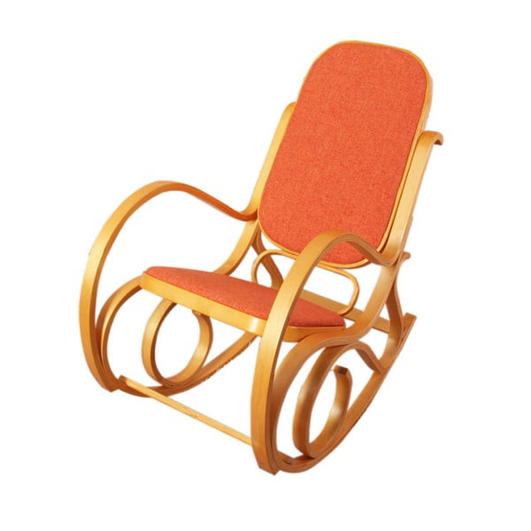 Houpací židle Shabby, medová s oranžovým polstrováním