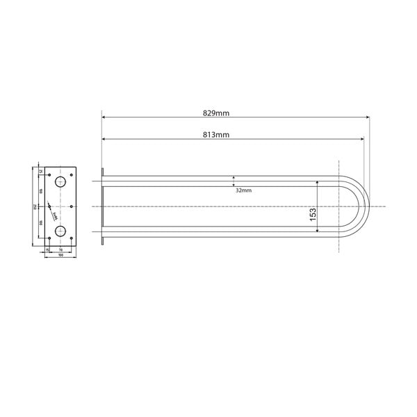 Nástěnné madlo do koupelny z nerezové oceli 83 cm Handicap U – Sapho-image-1