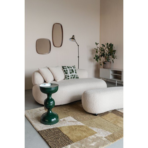 Krémová polstrovaná lavice z textilie bouclé Noxx – White Label-image-1