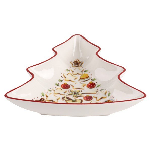 Červeno-bílá porcelánová servírovací mísa ve tvaru vánočního stromečku Villeroy & Boch Tree, 17,5 x 16,5 cm-image-1