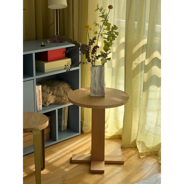 Kulatý odkládací stolek v dekoru dubu ø 45 cm Koohi – Hübsch-image-2