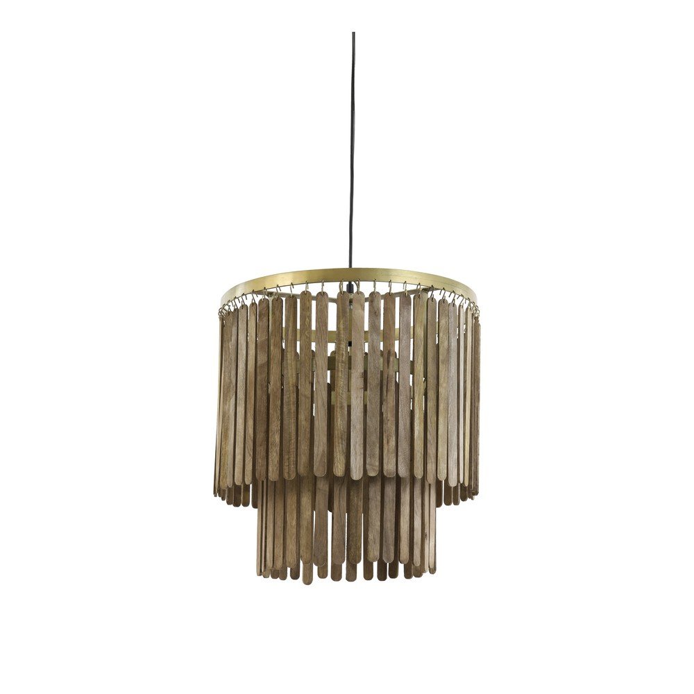 Hnědé závěsné svítidlo s dřevěným stínidlem Gularo – Light & Living