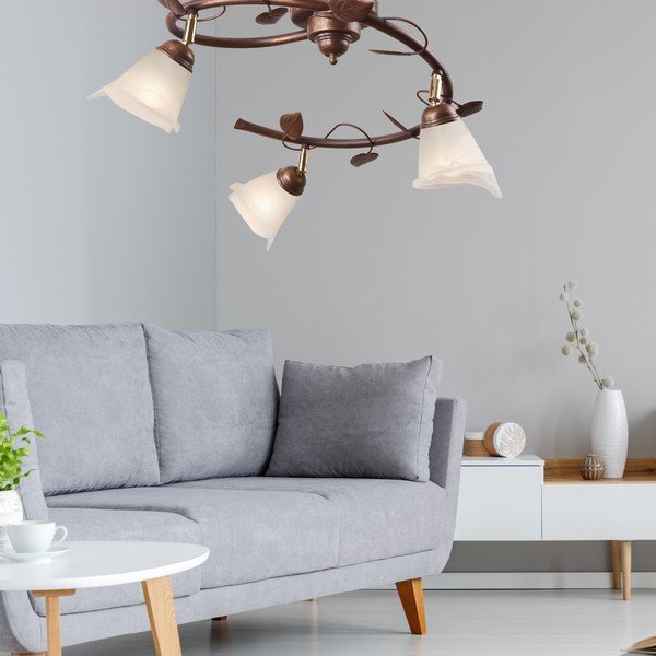 Tmavě hnědé stropní svítidlo se skleněným stínidlem ø 13 cm Bluszcz – LAMKUR-image-3