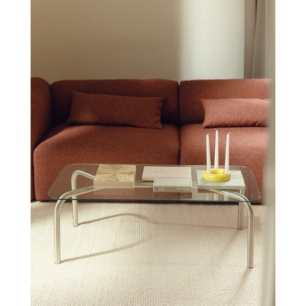 Konferenční stolek se skleněnou deskou ve stříbrné barvě 60x110 cm Uku – noo.ma-image-1