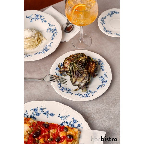 Bílý/modrý dezertní  porcelánový talíř ø 16 cm Retro – BonBistro-image-4