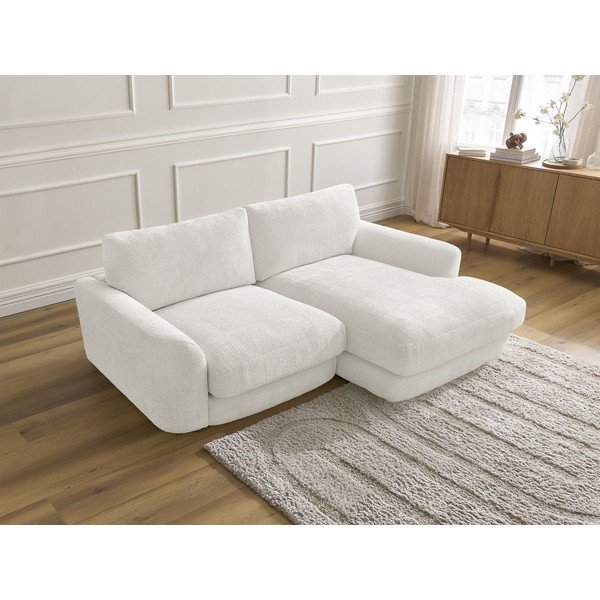 Bílá žinylková rohová pohovka (pravý roh/s lenoškou) Leonore – Bobochic Paris-image-3