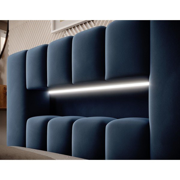 Tmavě modrá čalouněná jednolůžková postel s úložným prostorem s roštem 90x200 cm Lamica – ELTAP-image-4