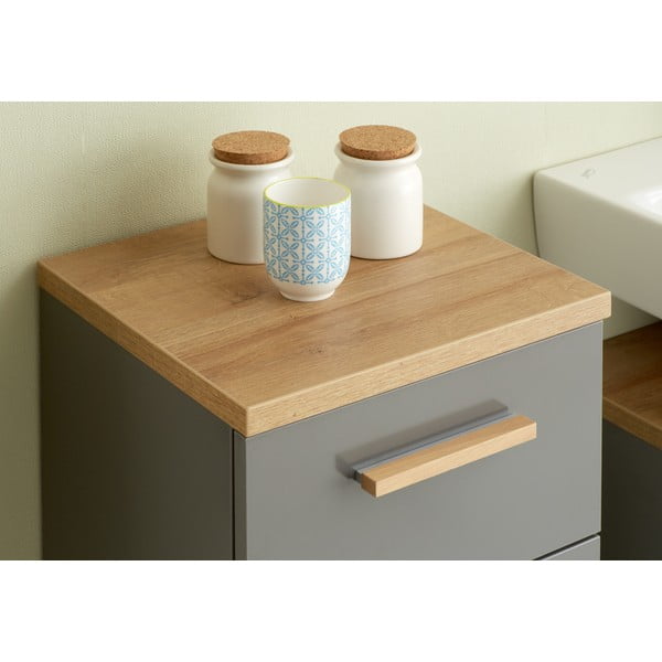 Šedá nízká koupelnová skříňka v dekoru dubu 35,5x89,5 cm Quickset 924 – Pelipal-image-3