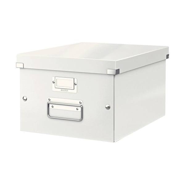 Bílý kartonový úložný box s víkem Click&Store - Leitz