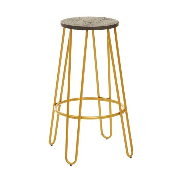 Barová stolička z jilmového dřeva ve zlaté barvě/v přírodní barvě (výška sedáku 75 cm) District – Premier Housewares