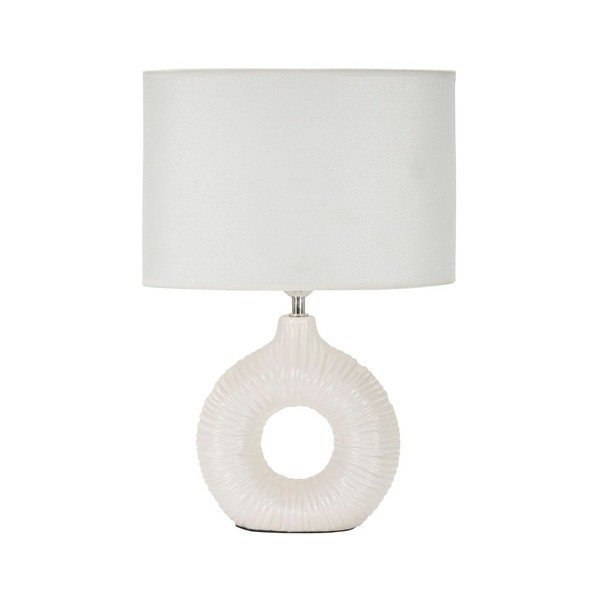 Bílá keramická stolní lampa s textilním stínidlem (výška 43 cm) Seta – Mauro Ferretti