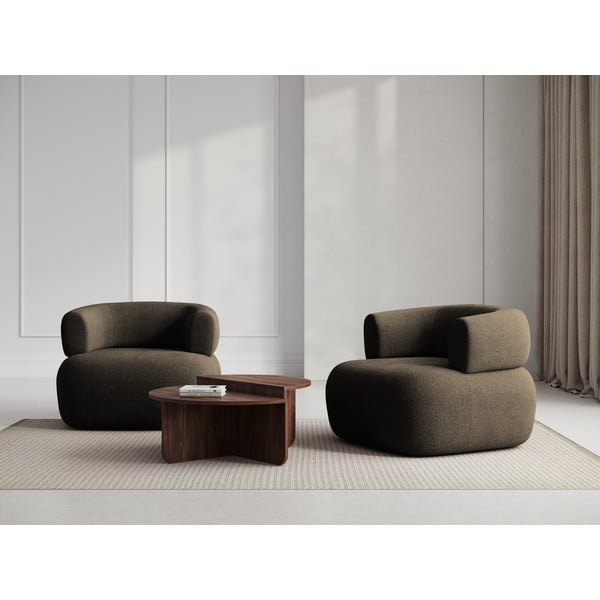 Hnědé křeslo z textilie bouclé Jenny – Micadoni Home-image-3
