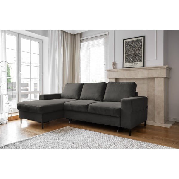 Tmavě šedá manšestrová rozkládací rohová pohovka (levý roh) Lofty Lilly – Miuform-image-3