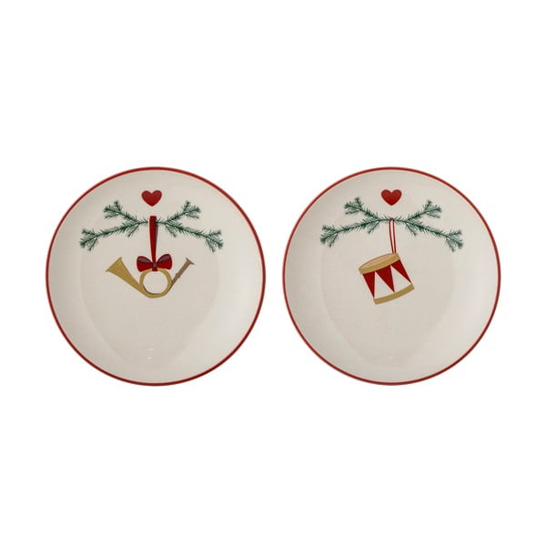 Bílé dezertní  talíře s vánočním motivem z kameniny v sadě 2 ks ø 16 cm Yule – Bloomingville