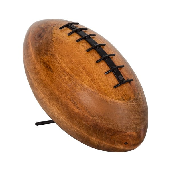 Dekorace z mangového dřeva ve tvaru ragbyového míče Antic Line Rugby, 28 x 24 cm