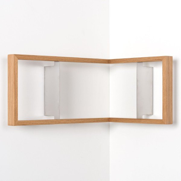 Rohová knižní police z dubového dřeva das kleine b b1, výška 22 cm-image-2