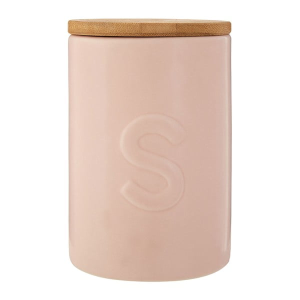 Růžová dóza na cukr s bambusovým víkem Premier Housewares Fenwick