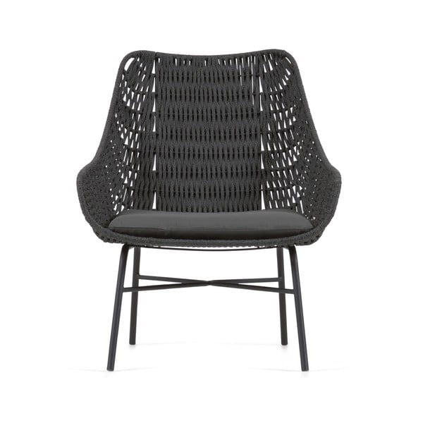 Černé ručně pletené venkovní křeslo Kave Home Abeli-image-2