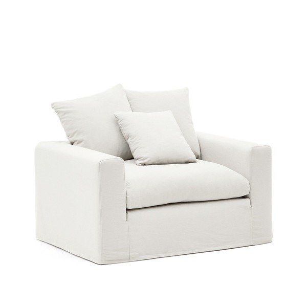 Bílé lněné křeslo Nora – Kave Home