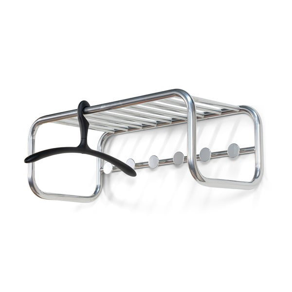 Kovový nástěnný věšák ve stříbrné barvě s poličkou 72 cm Retro – Spinder Design-image-3