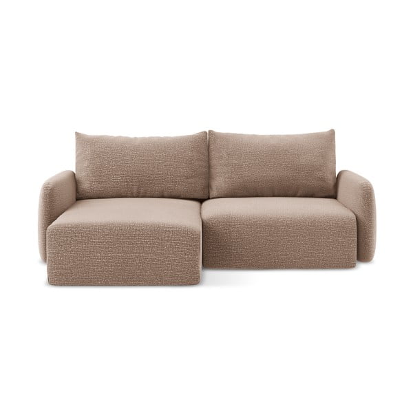 Světle hnědá rozkládací/s úložným prostorem rohová pohovka (levý roh) Kalena – Makamii