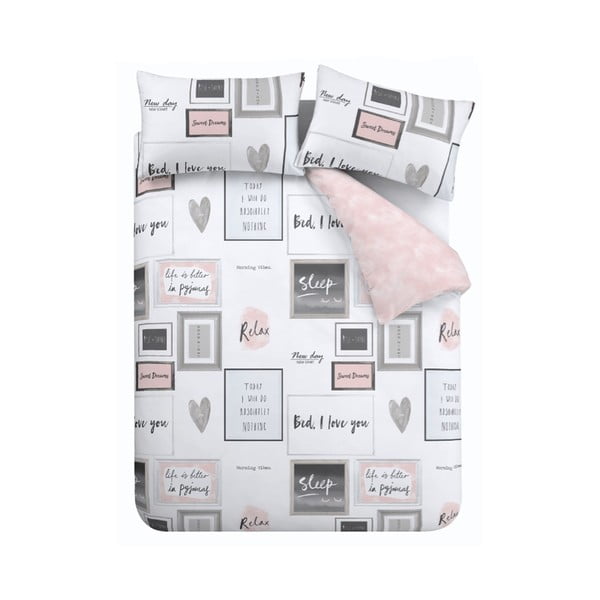 Bílé/růžové povlečení na dvoulůžko/prodloužené 230x220 cm Sleep Dreams – Catherine Lansfield