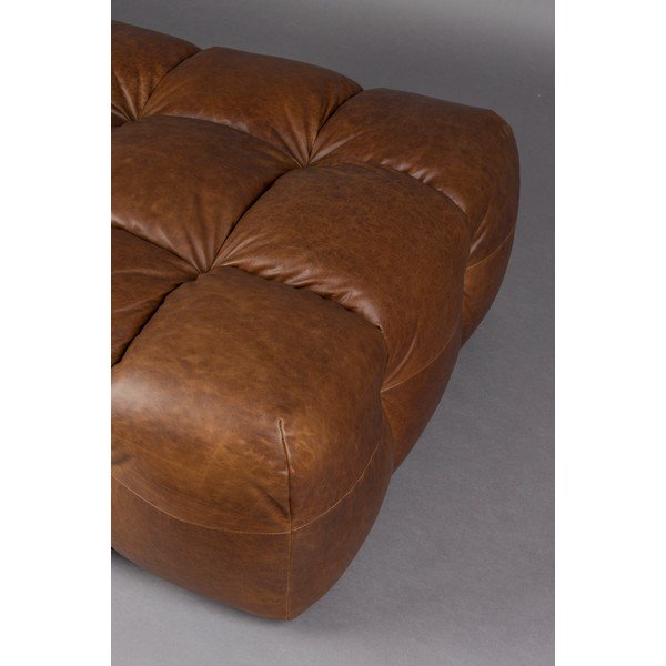 Hnědá kožená modulární podnožka Hackman – Dutchbone-image-3