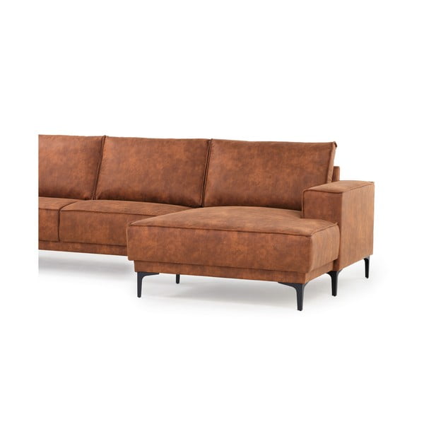 Koňakově hnědá rohová pohovka z imitace kůže (pravý roh) Copenhagen – Scandic-image-4