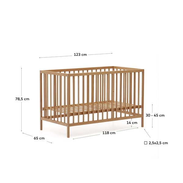 Postýlka z bukového dřeva v přírodní barvě 60x120 cm Shantal – Kave Home-image-4