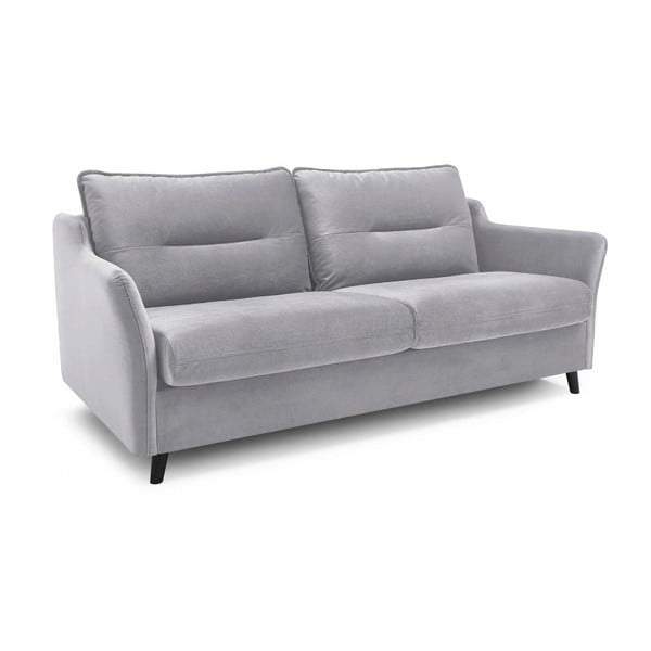 (II. jakost) Světle šedá sametová rozkládací pohovka Bobochic Paris Loft-image-3