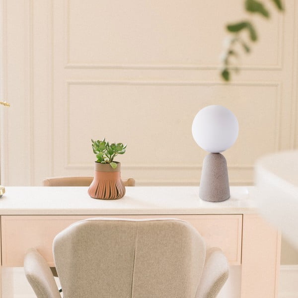 Šedá stolní lampa SULION Creta, výška 29,5 cm-image-1